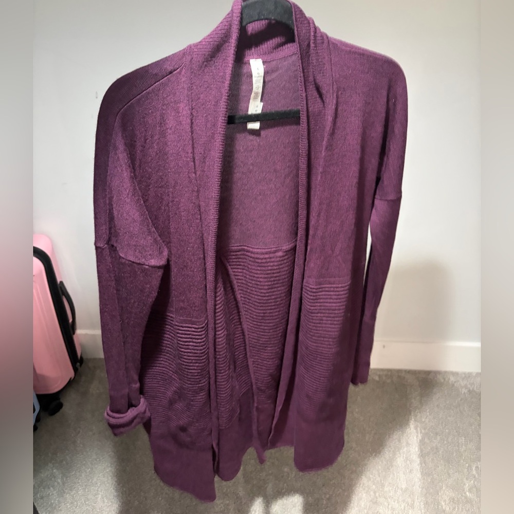 Lululemon Women's Purple Sweater Cardigan merino wool 6